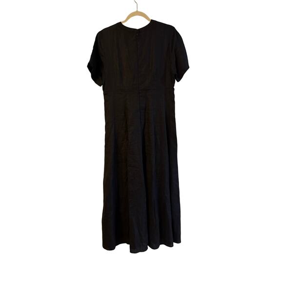 DISSH Short Sleeve Black Linen Maxi Dress Sz. 14 - Picture 4 of 5
